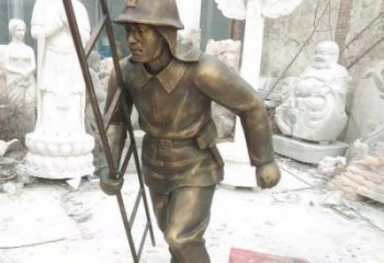 烤漆消防員雕塑廠家  創意小品  戶外消防員雕塑工廠
