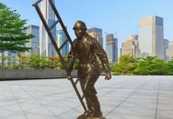 噴漆消防員雕塑廠家 中式小品 草地消防員雕塑定制