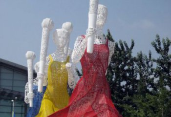 鏤空運動員雕塑廠家 園林小品 烤漆不銹鋼運動員雕塑廠