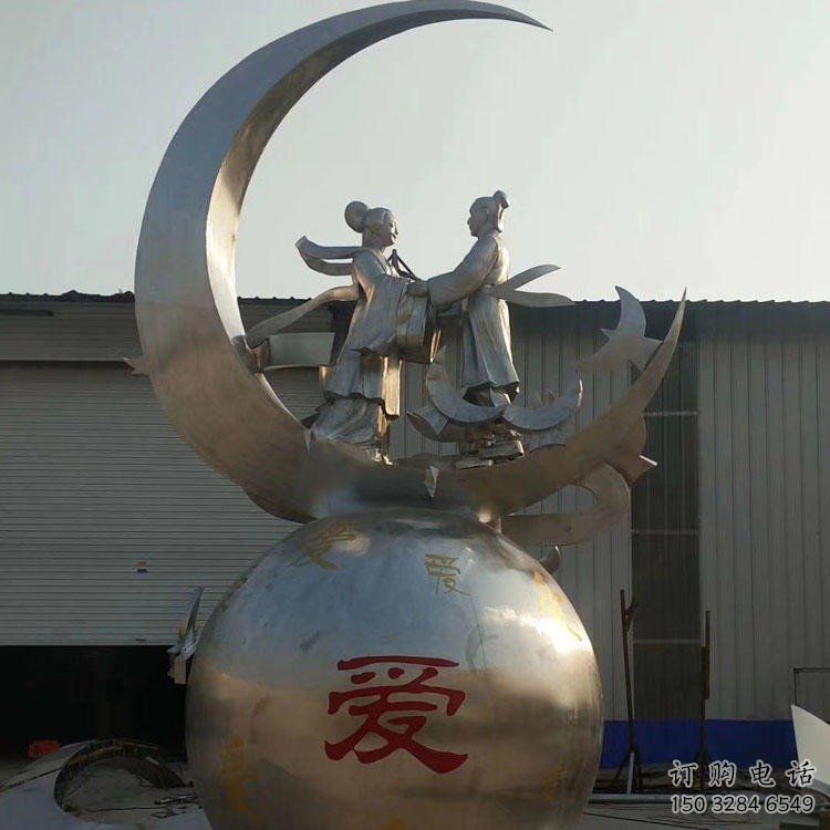 烤漆牛郎織女雕塑廠家 仿古小品 戶外牛郎織女雕塑報價