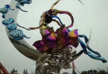 電鍍嫦娥奔月雕塑廠(chǎng)家 園林?jǐn)[件 創(chuàng)意嫦娥奔月雕塑工廠(chǎng)