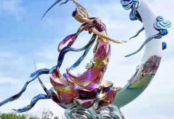 鍍金嫦娥奔月雕塑廠(chǎng)家 鑄造擺件 水景嫦娥奔月雕塑廠(chǎng)