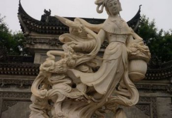 彩繪天女散花雕塑廠家 創(chuàng)意擺件 街頭天女散花雕塑廠