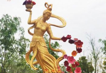 烤漆天女散花雕塑廠家  公園小品  戶外天女散花雕塑廠