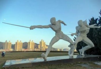 現代擊劍雕塑廠家 大型擺件  現代創意不銹鋼擊劍雕塑小品