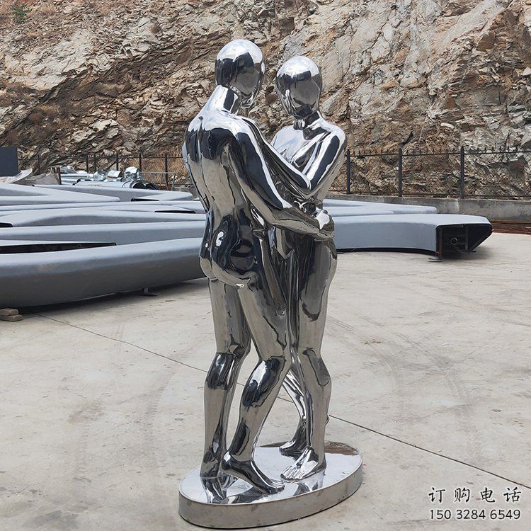 鏡面愛情雕塑廠家 大型擺件 現代不銹鋼愛情雕塑廠