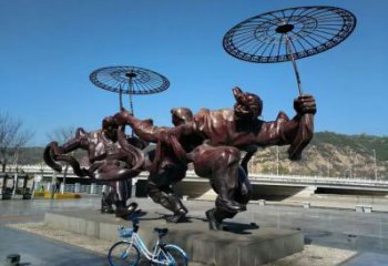 仿古扭秧歌雕塑廠家  公園廣場小品  戶外抽象不銹鋼扭秧歌雕塑