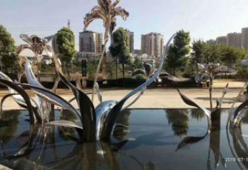 歐式玉蘭花雕塑廠家 抽象擺件 鏡面不銹鋼玉蘭花雕塑廠