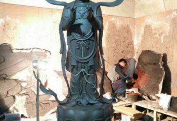 烤漆金童玉女雕塑廠家 彩繪小品 室內金童玉女雕塑