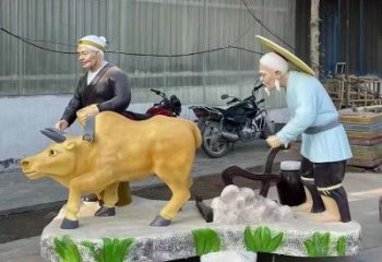 烤漆農耕雕塑廠家  創意小品  彩繪農耕雕塑產品