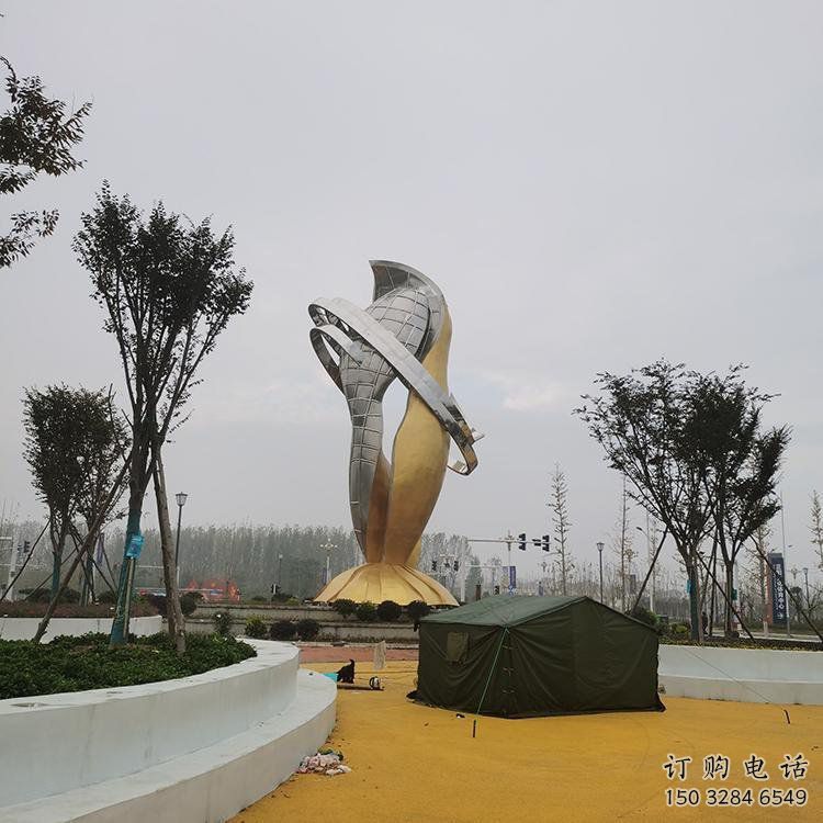 創意雙魚雕塑廠家  現代小品 公園不銹鋼雙魚雕塑