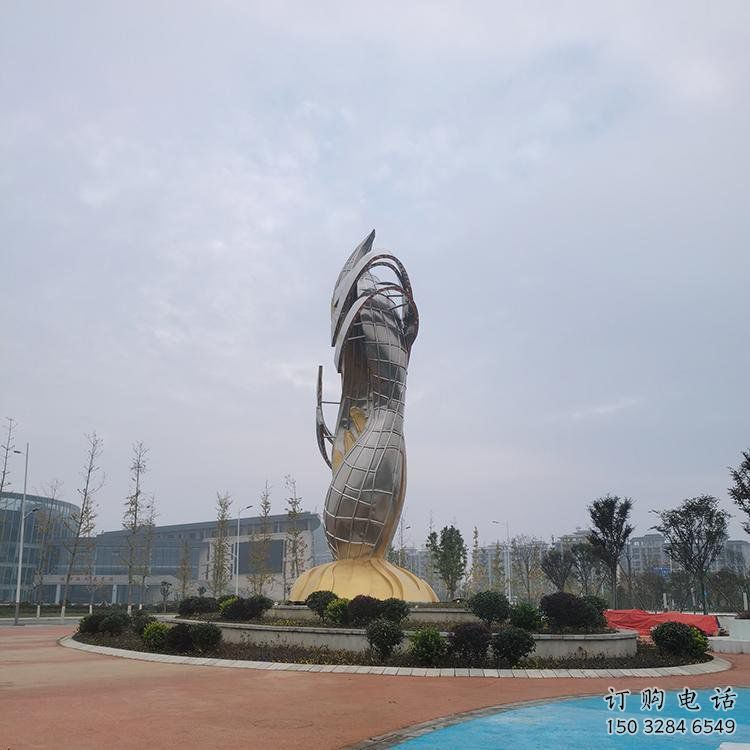 廣場雙魚雕塑廠家  現代創意小品  烤漆不銹鋼雙魚雕塑擺件