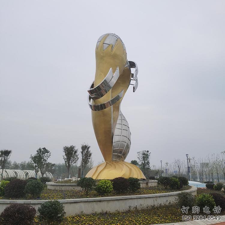 公園雙魚雕塑廠家 戶外擺件  烤漆不銹鋼雙魚雕塑小品