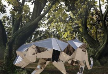 現代金錢豹雕塑廠家 大型擺件  創意不銹鋼金錢豹雕塑