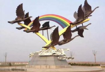 現代群鳥雕塑廠家 大型擺件  鏡面不銹鋼群鳥雕塑小品