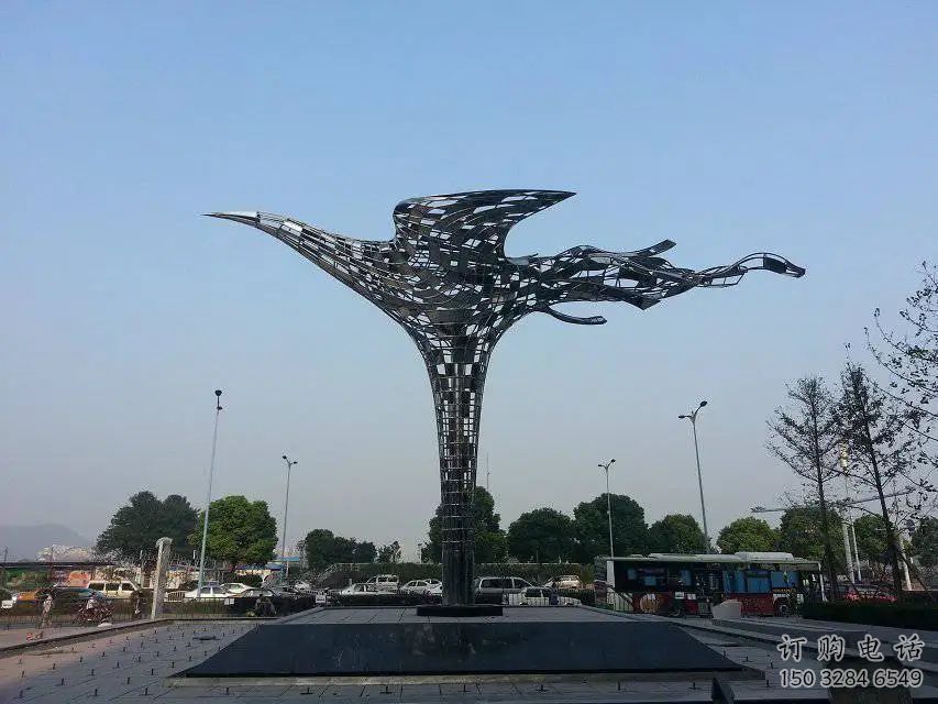 飛燕雕塑廠家，抽象景觀擺件，不銹鋼抽象飛燕雕塑