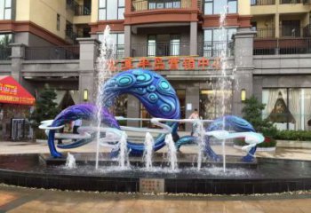 噴泉雕塑廠家，房地產樓盤水景，不銹鋼噴泉水景雕塑廠