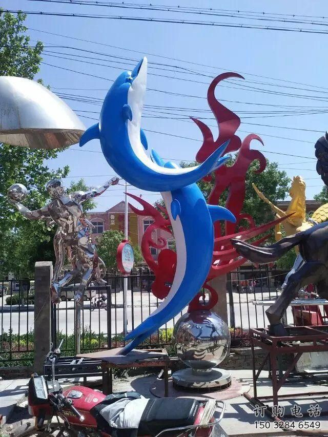 創意海豚雕塑供應 步行街店門口雕塑 生物雕塑小品