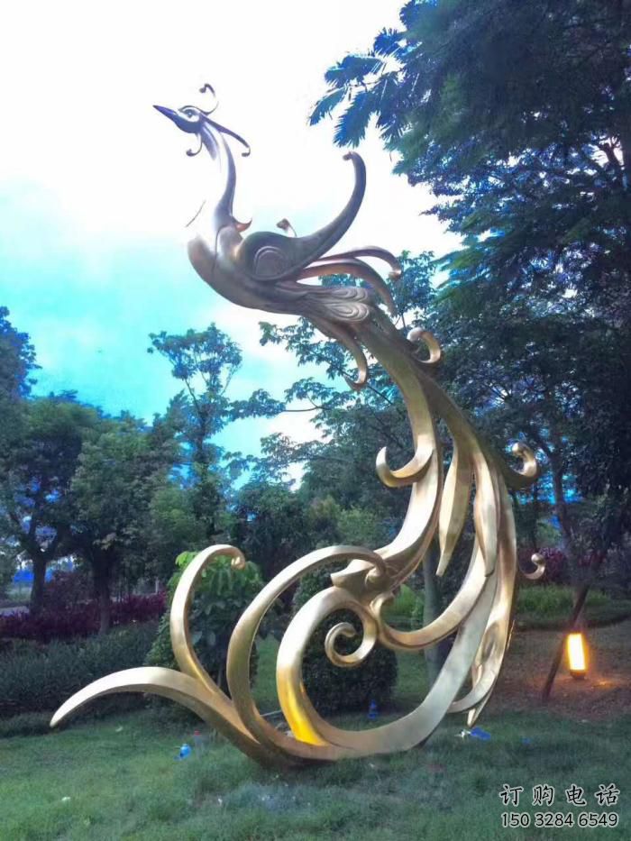 預定古銅色鳳凰雕塑廠家 大型城市雕塑 商業街擺件