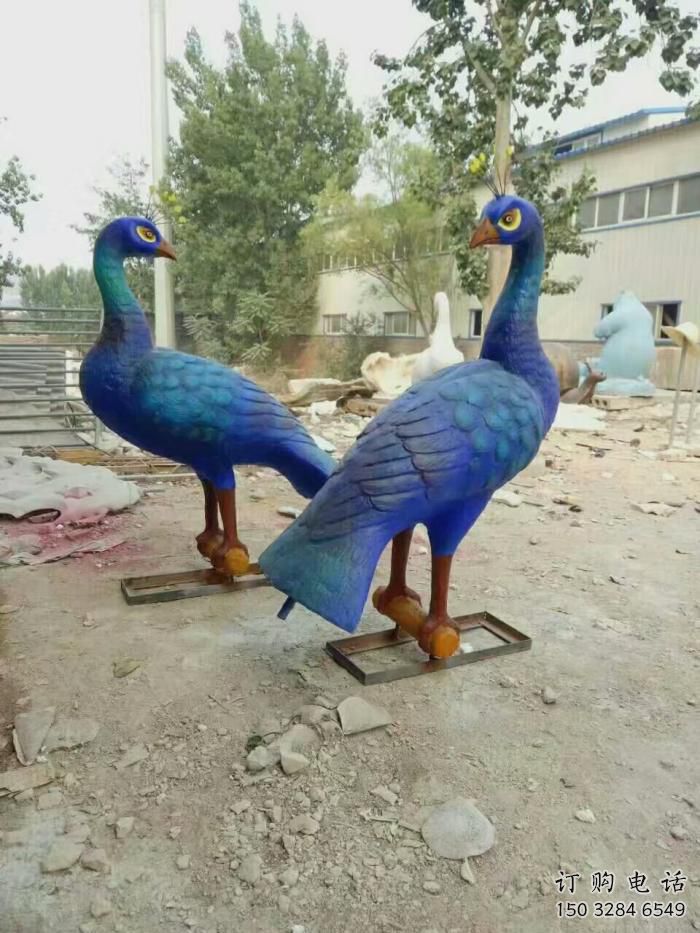 預用公園孔雀雕塑 酒店門口雕塑 彩繪擺件