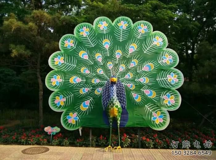 訂購酒店孔雀雕塑 庭院仿真雕塑 彩繪小品