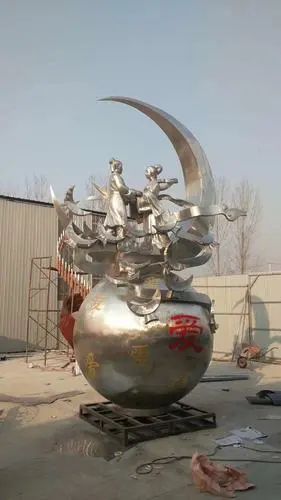 仿古不銹鋼牛郎織女雕塑 庭院彩繪雕塑 田間小品