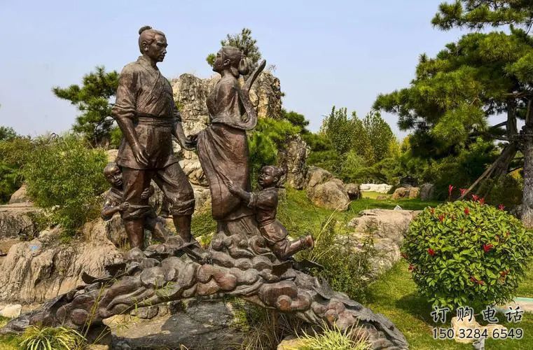 商場牛郎織女雕塑 神話不銹鋼雕塑 店門口小品