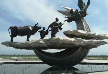 風景區牛不銹鋼郎織女雕塑 售樓處廣場雕塑 仿古擺件