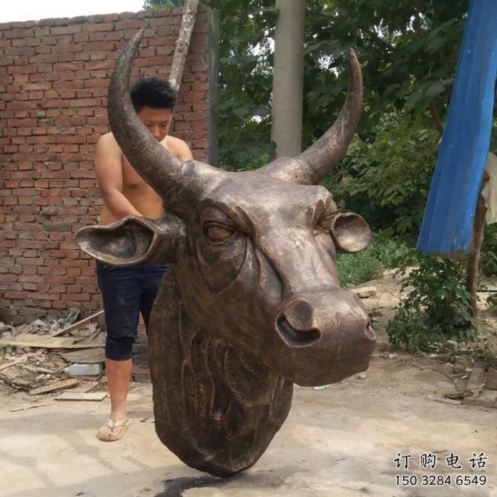 不銹鋼創意牛頭雕塑 步行街店門口雕塑 動物小品