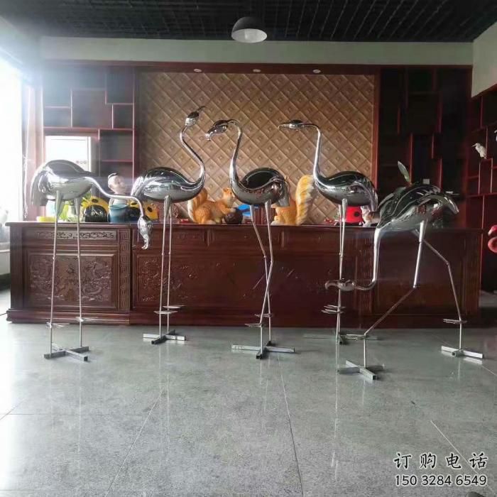 售樓處不銹鋼丹頂鶴雕塑 商業街仿真雕塑 動物擺件雕塑