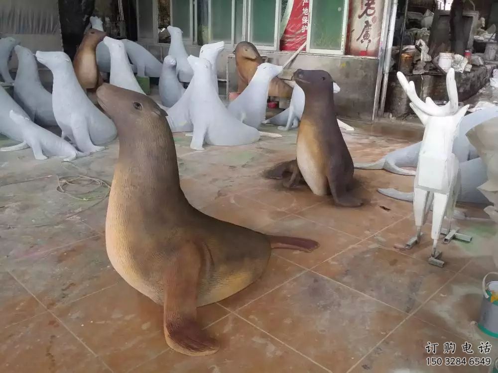 城市海豹雕塑廠家 風(fēng)景區(qū)彩繪雕塑 抽象擺件