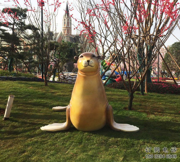 生產(chǎn)售樓處海豹雕塑 商業(yè)街仿真雕塑 海洋生物擺件