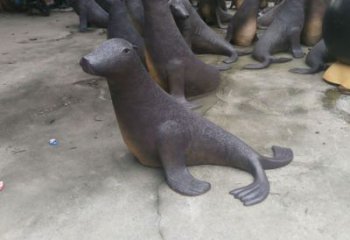 田間海豹雕塑價格 彩繪仿真雕塑 園林?jǐn)[件