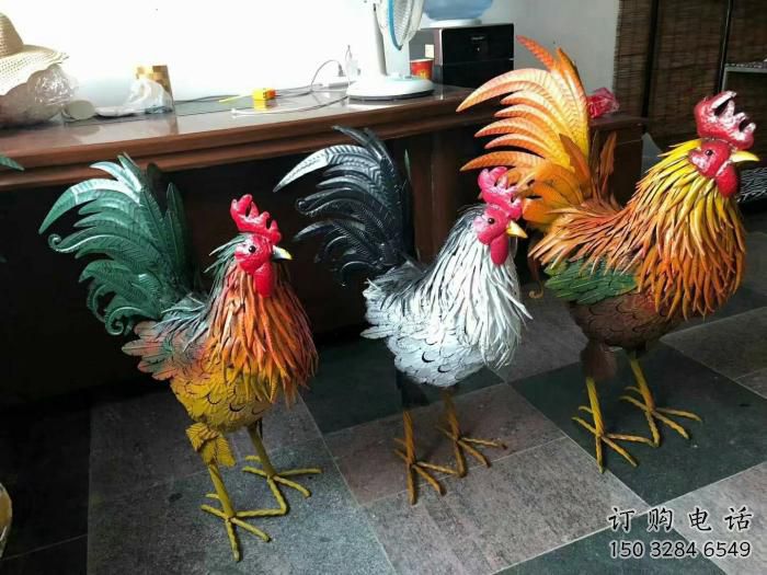 新疆室內小雞雕塑，動物小品，鐵藝工藝