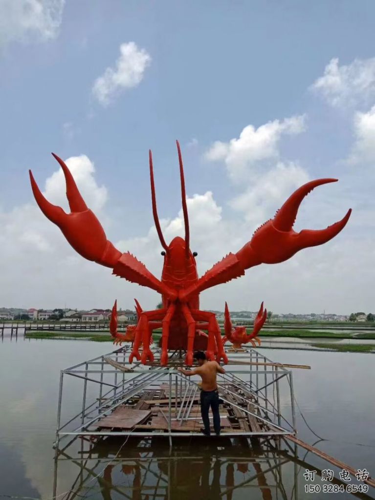 生產(chǎn)彩繪龍蝦雕塑 仿真動(dòng)物雕塑 步行街?jǐn)[件