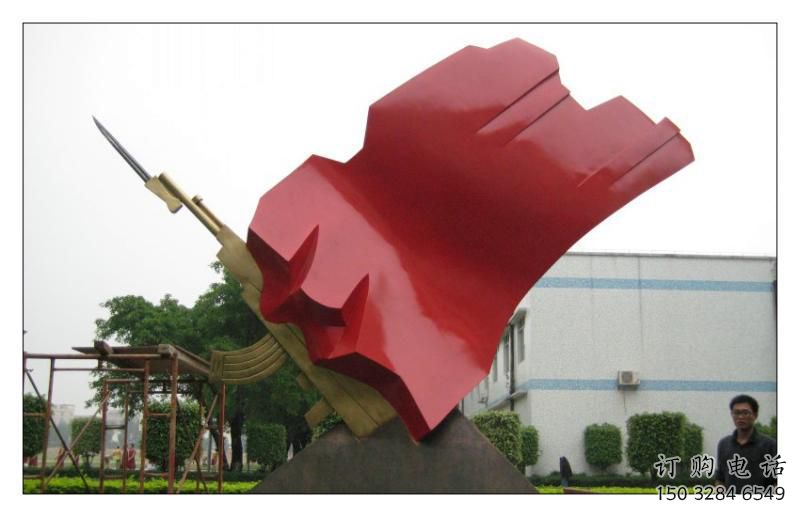 預用校園紅旗雕塑廠，拉絲黨建雕塑，抽象主題