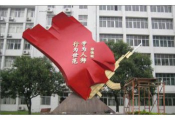 城市紅旗雕塑生產廠家，烤漆黨建雕塑，古銅效果