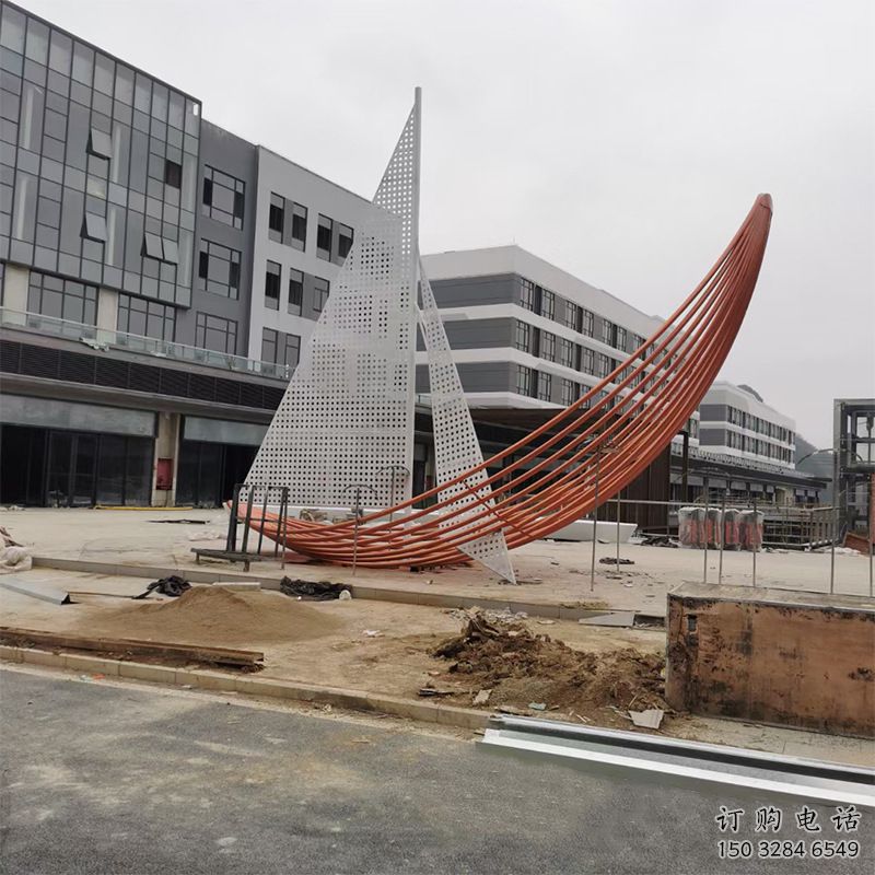 室內(nèi)帆船雕塑生產(chǎn)廠家，拉絲景觀雕塑，抽象效果