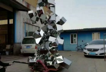 常用仿真石塊雕塑 電鍍現代景觀石雕塑 鏡面石頭雕塑廠家