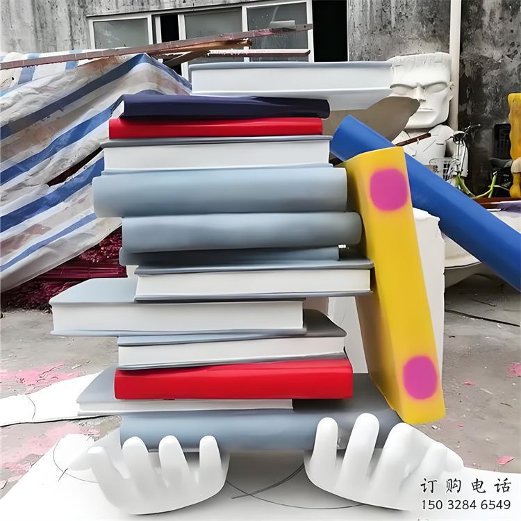 書(shū)雕塑廠家，重疊造型結(jié)構(gòu)，公園戶(hù)外不銹鋼雕塑 (4)