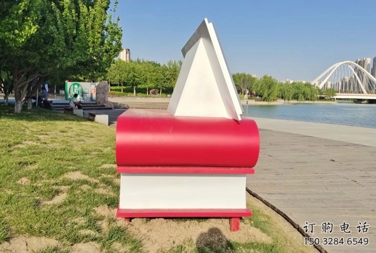 書雕塑廠家，重疊造型結(jié)構(gòu)，公園戶外不銹鋼雕塑 (10)