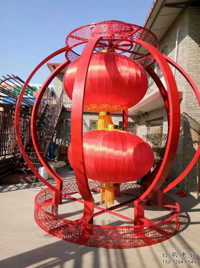 承接城市燈籠雕塑廠家，烤漆工藝雕塑，公園廣場擺件