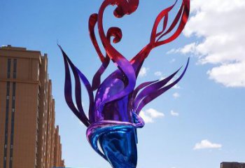 彩繪浪花雕塑制作廠家 電鍍現代波浪雕塑 公園波浪雕塑