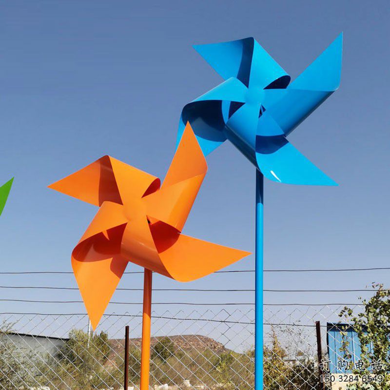 承接戶外風(fēng)車雕塑 噴漆風(fēng)動雕塑 燈光旋轉(zhuǎn)雕塑