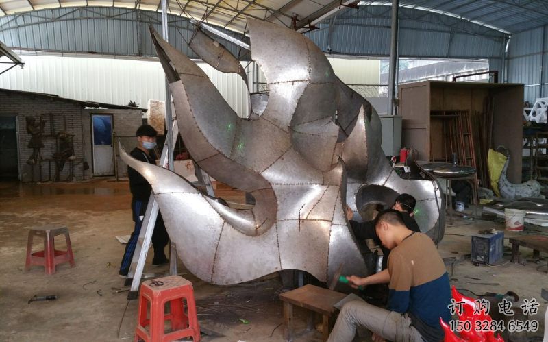 房地產火焰雕塑廠家 現代景觀擺件 幾何雕塑