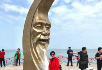 酒店月亮雕塑制造商，鍍金歐式雕塑，仿古擺件