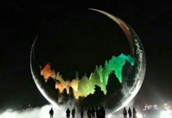 城市月亮雕塑廠家，網(wǎng)格體育雕塑，古銅效果