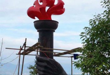 大門口火焰雕塑供應廠家 發光公園小品 仿真雕塑