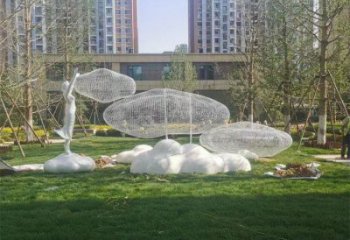 大型云梯雕塑制作廠家 鍛造發光梯子雕塑 房地產云朵雕塑