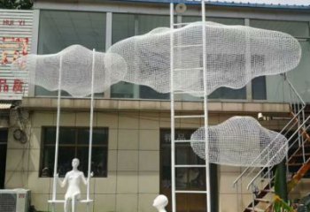 幾何云梯雕塑 發光公園云朵雕塑廠家 大門口梯子雕塑